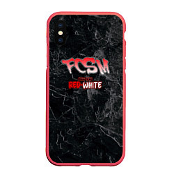 Чехол iPhone XS Max матовый Born to be red-white, цвет: 3D-красный