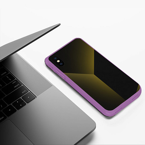 Чехол iPhone XS Max матовый Градиентные полосы / 3D-Фиолетовый – фото 3