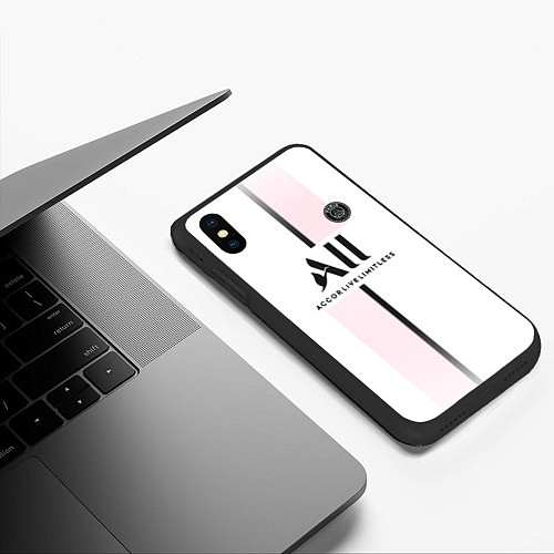 Чехол iPhone XS Max матовый Messi 30 PSG Pink Theme / 3D-Черный – фото 3