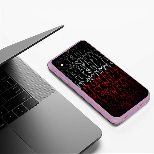 Чехол iPhone XS Max матовый Славянская символика Руны / 3D-Сиреневый – фото 3