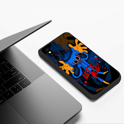 Чехол iPhone XS Max матовый Huggy Wuggy - Poppy Playtime, / 3D-Черный – фото 3