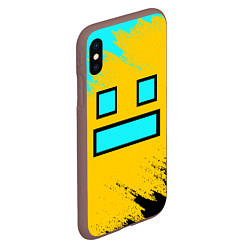 Чехол iPhone XS Max матовый GEOMETRY DASH SMILE БРЫЗГИ КРАСОК, цвет: 3D-коричневый — фото 2