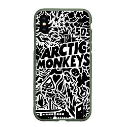 Чехол iPhone XS Max матовый Arctic monkeys Pattern, цвет: 3D-темно-зеленый