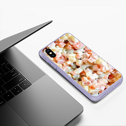 Чехол iPhone XS Max матовый Салат Оливье Новогодняя Оливьешка, цвет: 3D-светло-сиреневый — фото 2