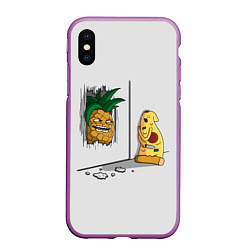 Чехол iPhone XS Max матовый HERES PINEAPPLE!, цвет: 3D-фиолетовый