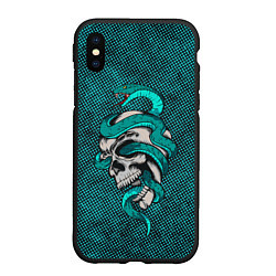 Чехол iPhone XS Max матовый SKULL & SNAKE, цвет: 3D-черный