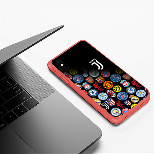 Чехол iPhone XS Max матовый JUVENTUS LOGOBOMBING SPORT / 3D-Красный – фото 3