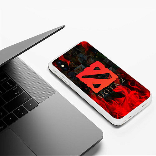 Чехол iPhone XS Max матовый DOTA 2 ЛОГО В ОГНЕ, ПЕРСОНАЖИ / 3D-Белый – фото 3