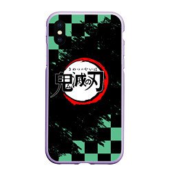 Чехол iPhone XS Max матовый ТАНДЖИРО, KIMETSU NO YAIBA LOGO, цвет: 3D-светло-сиреневый