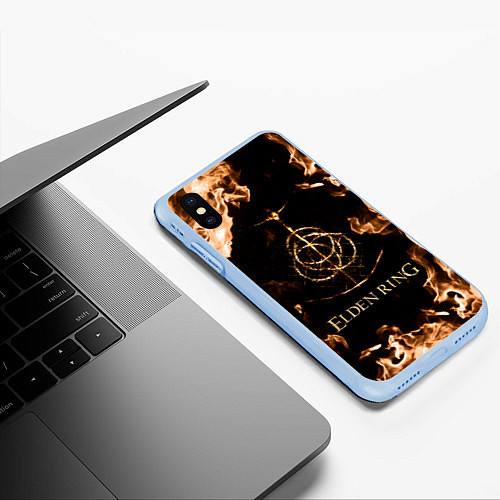 Чехол iPhone XS Max матовый Elden Ring Logo / 3D-Голубой – фото 3