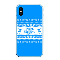 Чехол iPhone XS Max матовый MERRY CHRISTMAS BLUE, цвет: 3D-голубой