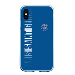 Чехол iPhone XS Max матовый PSG PARIS SAINT GERMAIN WHITE LINE SPORT, цвет: 3D-голубой