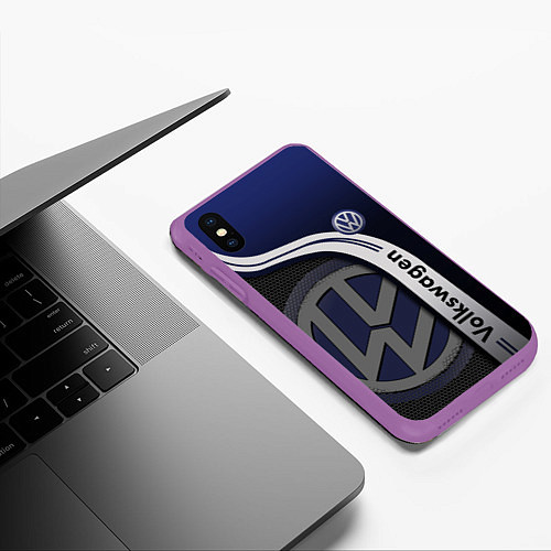 Чехол iPhone XS Max матовый Volkswagen Фольксваген / 3D-Фиолетовый – фото 3