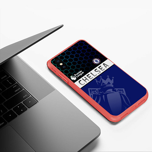 Чехол iPhone XS Max матовый FC Chelsea London ФК Челси Лонон / 3D-Красный – фото 3