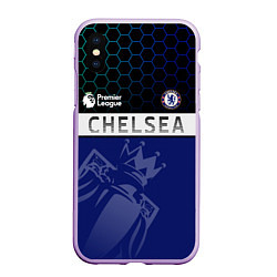 Чехол iPhone XS Max матовый FC Chelsea London ФК Челси Лонон, цвет: 3D-сиреневый