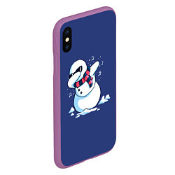 Чехол iPhone XS Max матовый Dab Snowman in a scarf, цвет: 3D-фиолетовый — фото 2