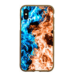 Чехол iPhone XS Max матовый Огненное пламя, цвет: 3D-коричневый