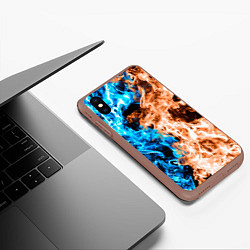 Чехол iPhone XS Max матовый Огненное пламя, цвет: 3D-коричневый — фото 2