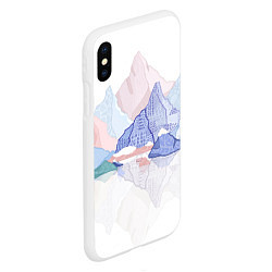 Чехол iPhone XS Max матовый Разноцветные пастельные оттенки гор в отражении во, цвет: 3D-белый — фото 2