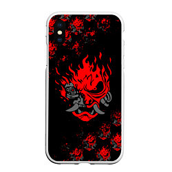 Чехол iPhone XS Max матовый CYBERPUNK 2077 SAMURAI KEANU REEVES DEMON, цвет: 3D-белый