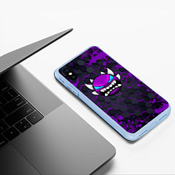 Чехол iPhone XS Max матовый Geometry Dash соты, цвет: 3D-голубой — фото 2