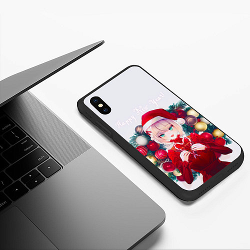 Чехол iPhone XS Max матовый Аниме Рождество / 3D-Черный – фото 3