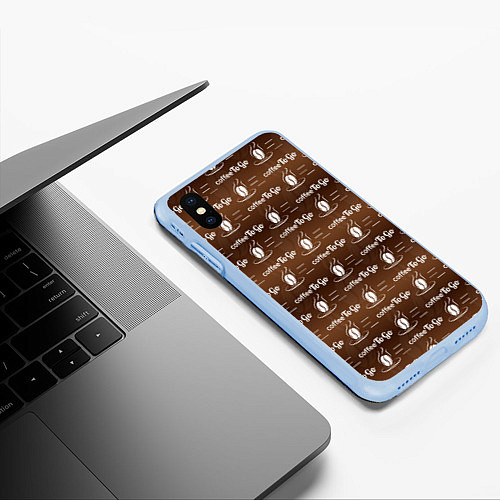 Чехол iPhone XS Max матовый Coffee To Go Кофе с собой / 3D-Голубой – фото 3