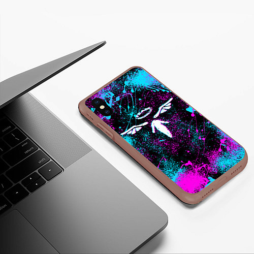 Чехол iPhone XS Max матовый TEAM VALHALLA ВАЛЬХАЛЛА NEON / 3D-Коричневый – фото 3