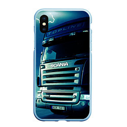 Чехол iPhone XS Max матовый SCANIA Дальнобой 2022, цвет: 3D-голубой