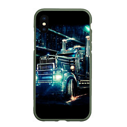 Чехол iPhone XS Max матовый Американский Грузовик Дальнобой 2022, цвет: 3D-темно-зеленый