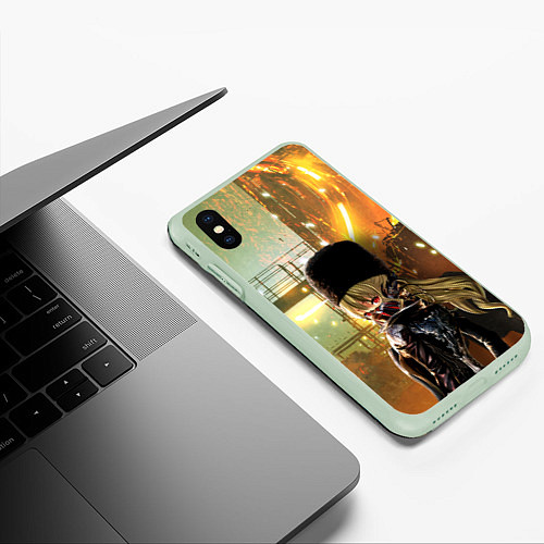 Чехол iPhone XS Max матовый Мия Карнштайн Сode Vein / 3D-Салатовый – фото 3