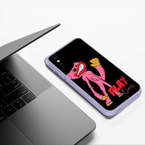 Чехол iPhone XS Max матовый Розовый Хагги Poppy Playtime / 3D-Светло-сиреневый – фото 3
