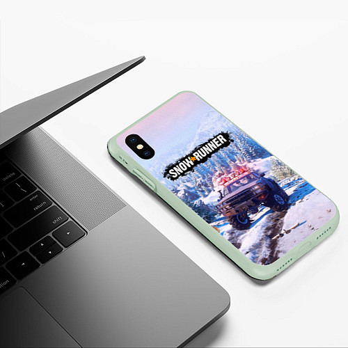 Чехол iPhone XS Max матовый SnowRunner Гонки по бездорожью / 3D-Салатовый – фото 3