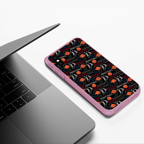 Чехол iPhone XS Max матовый Basketball - Баскетбол / 3D-Розовый – фото 3