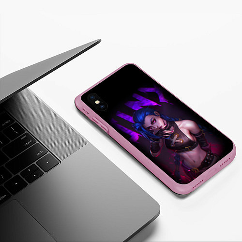 Чехол iPhone XS Max матовый JINX ARCANE НАДПИСЬ LEAGUE OF LEGENDS / 3D-Розовый – фото 3