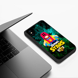 Чехол iPhone XS Max матовый ГРОМ БРАВЛ СТАРС, GROM BRAWL STARS, цвет: 3D-черный — фото 2