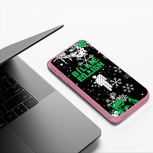 Чехол iPhone XS Max матовый Billie eilish новый год снежинки / 3D-Малиновый – фото 3