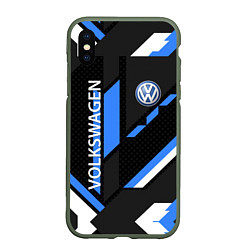 Чехол iPhone XS Max матовый VOLKSWAGEN GEOMETRY SPORT, цвет: 3D-темно-зеленый