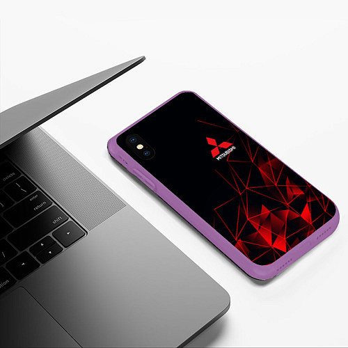 Чехол iPhone XS Max матовый MITSUBISHI GEOMETRY RED SPORT JAPAN / 3D-Фиолетовый – фото 3