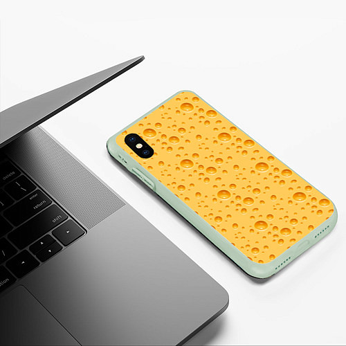 Чехол iPhone XS Max матовый Сыр Cheese / 3D-Салатовый – фото 3