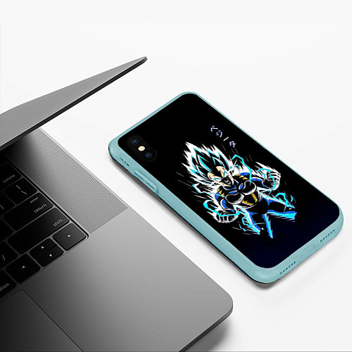 Чехол iPhone XS Max матовый Разряд молнии Гоку - Dragon Ball / 3D-Мятный – фото 3