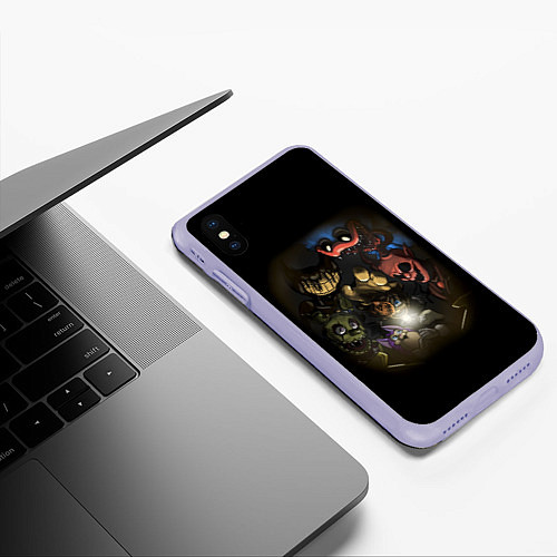Чехол iPhone XS Max матовый POPPY PLAYTIME FIVE NIGHTS AT FREDDYS BENDY / 3D-Светло-сиреневый – фото 3