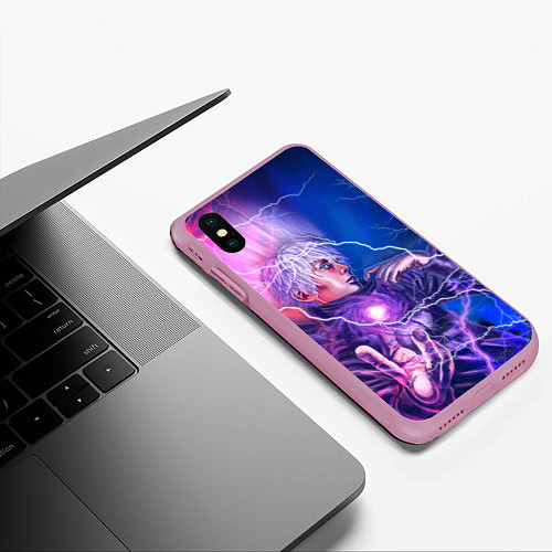 Чехол iPhone XS Max матовый Gojo Satoru Jujutsu Kaisen / 3D-Розовый – фото 3