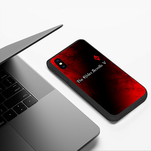 Чехол iPhone XS Max матовый SKYRIM - Tie-Dye / 3D-Черный – фото 3