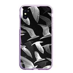 Чехол iPhone XS Max матовый Стая птиц 01, цвет: 3D-сиреневый