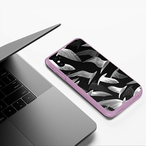 Чехол iPhone XS Max матовый Стая птиц 01 / 3D-Сиреневый – фото 3