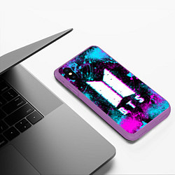 Чехол iPhone XS Max матовый НЕОНОВЫЙ БТС NEON BTS, цвет: 3D-фиолетовый — фото 2