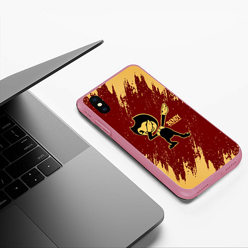 Чехол iPhone XS Max матовый Bendy and the ink machine - Dabbing / 3D-Малиновый – фото 3