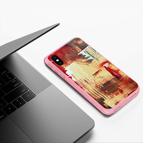 Чехол iPhone XS Max матовый Мазки краски красный / 3D-Баблгам – фото 3