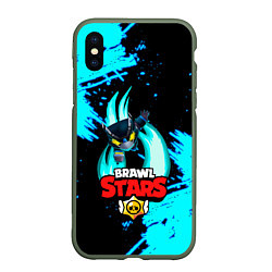 Чехол iPhone XS Max матовый BRAWL STARS ЛЕТЯЩИЙ MECHA CROW, цвет: 3D-темно-зеленый